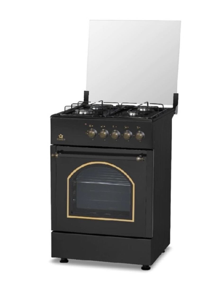 Cucina STAYLUX 4 Fuochi a Gas Forno Elettrico 60x60 cm LF663S-40F BLACK/RUSTIC