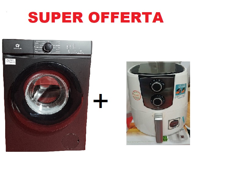Kit promozione Lavatrice STAYLUX 6 kg Nera + Friggitrice ad Aria 5 lt