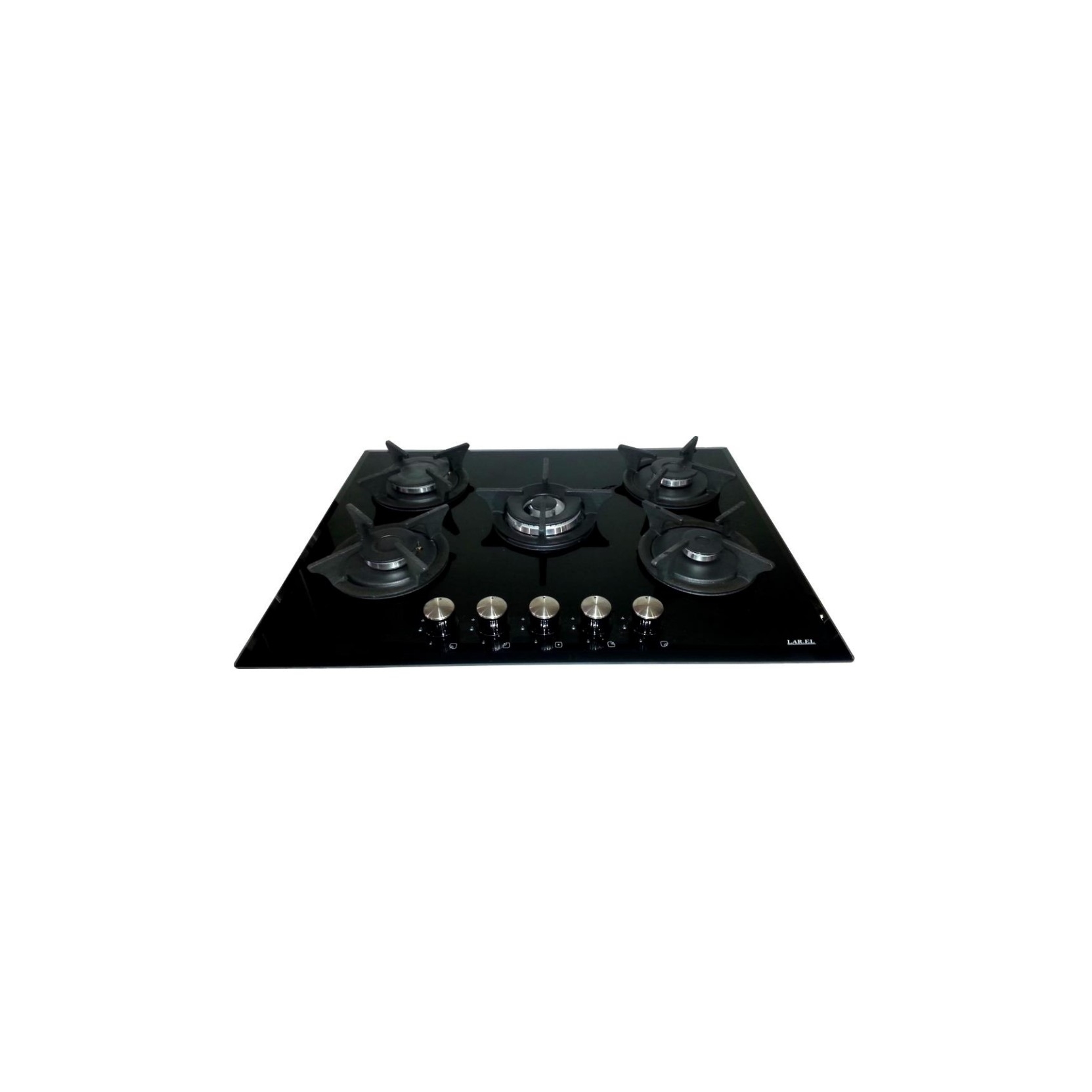 Piano cottura LAREL Incasso a Gas 5 fuochi 70 cm Vetro/Nero L858GN