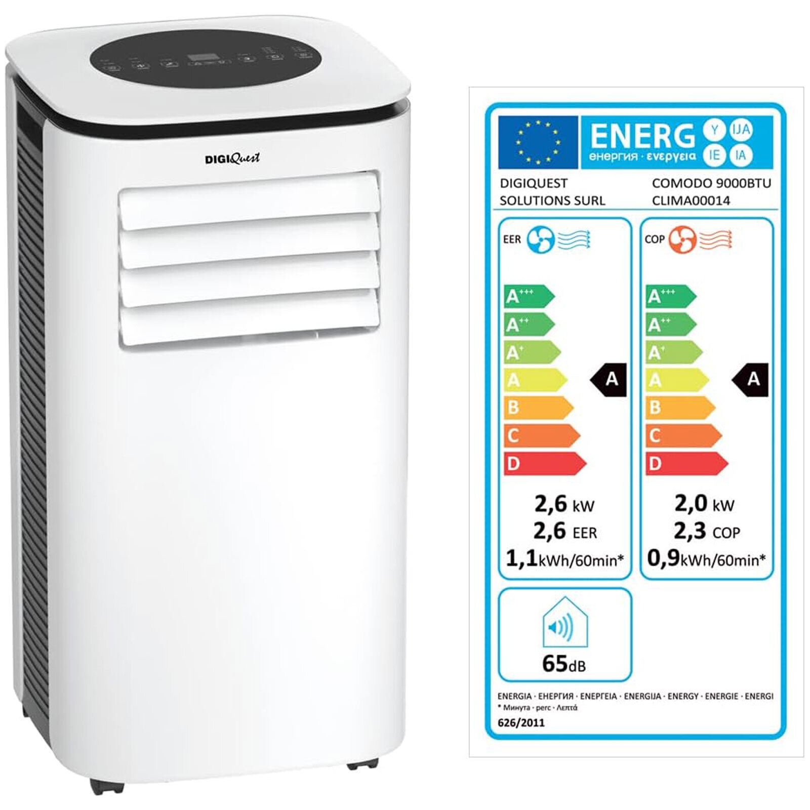 Climatizzatore portatile DIGIQUEST 9000 BTU classe A CLIMA00014