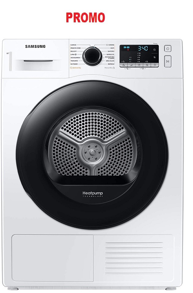 Asciugatrice SAMSUNG 9 Kg Eco Dry a pompa di calore Classe A++ cod: DV90TA240AE/ET
