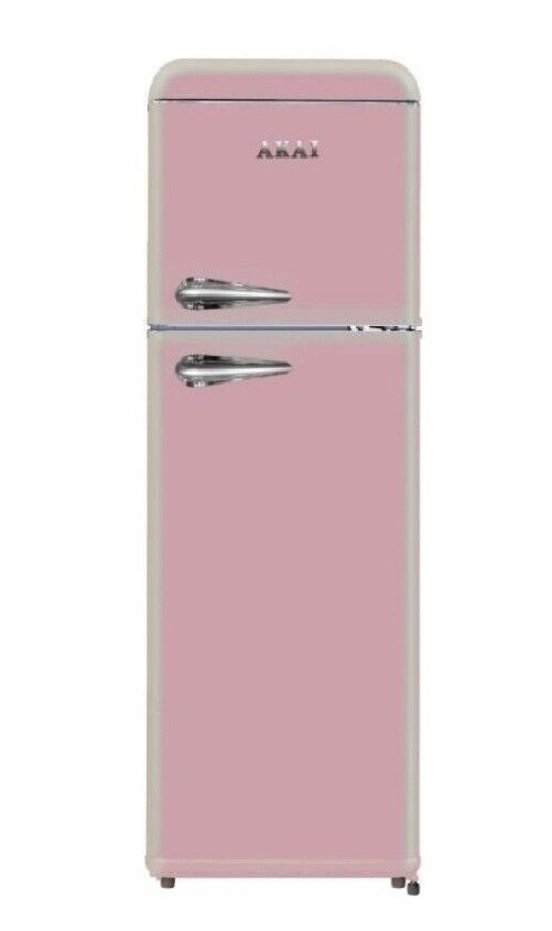 Frigorifero AKAI doppia porta Vintage Classe F Colore Pink CLASS280KPK