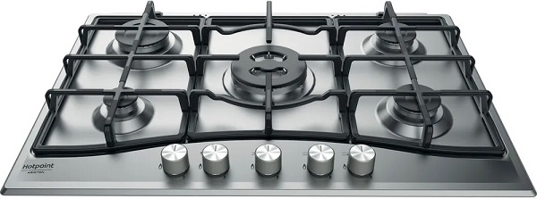 Piano Cottura HOTPOINT 5 Fuochi Gas 75 cm Colore Acciaio cod: PCN 751 T/IX/HA