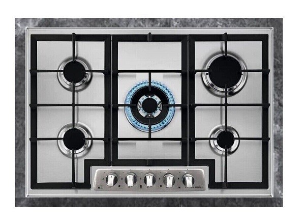 Piano cottura STAYLUX da Incasso a Gas 5 fuochi 70 cm  Inox/Ghisa M7-50BTF