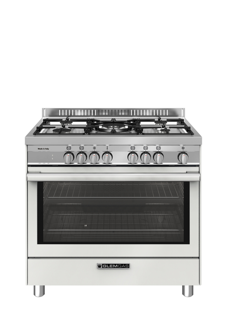 Cucina Elettrica GLEM 5 Fuochi a Gas Tutto Forno elettrico Classe A Dimensioni 90 x 60 cm Colore Bianco cod: ST965MWH