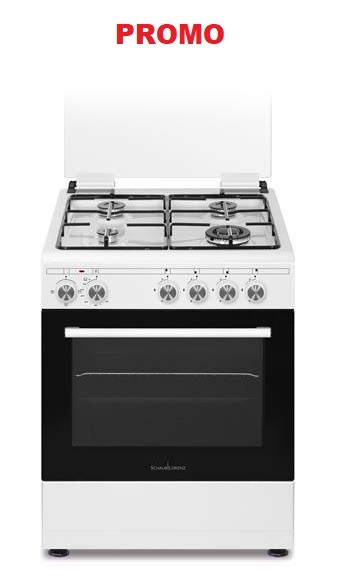 Cucina SCHAUB LORENZ 4 Fuochi a Gas Forno Gas Grill 60x 60cm Bianco SS461GEW
