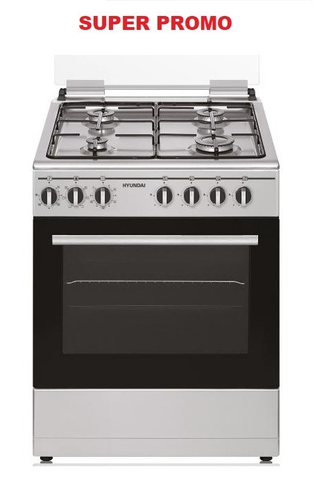 Cucina HYU Libera Installazione 4 Fuochi 60 X 60 cm a Gas con forno elettrico colore Inox cod: FCHN-60E6VLX