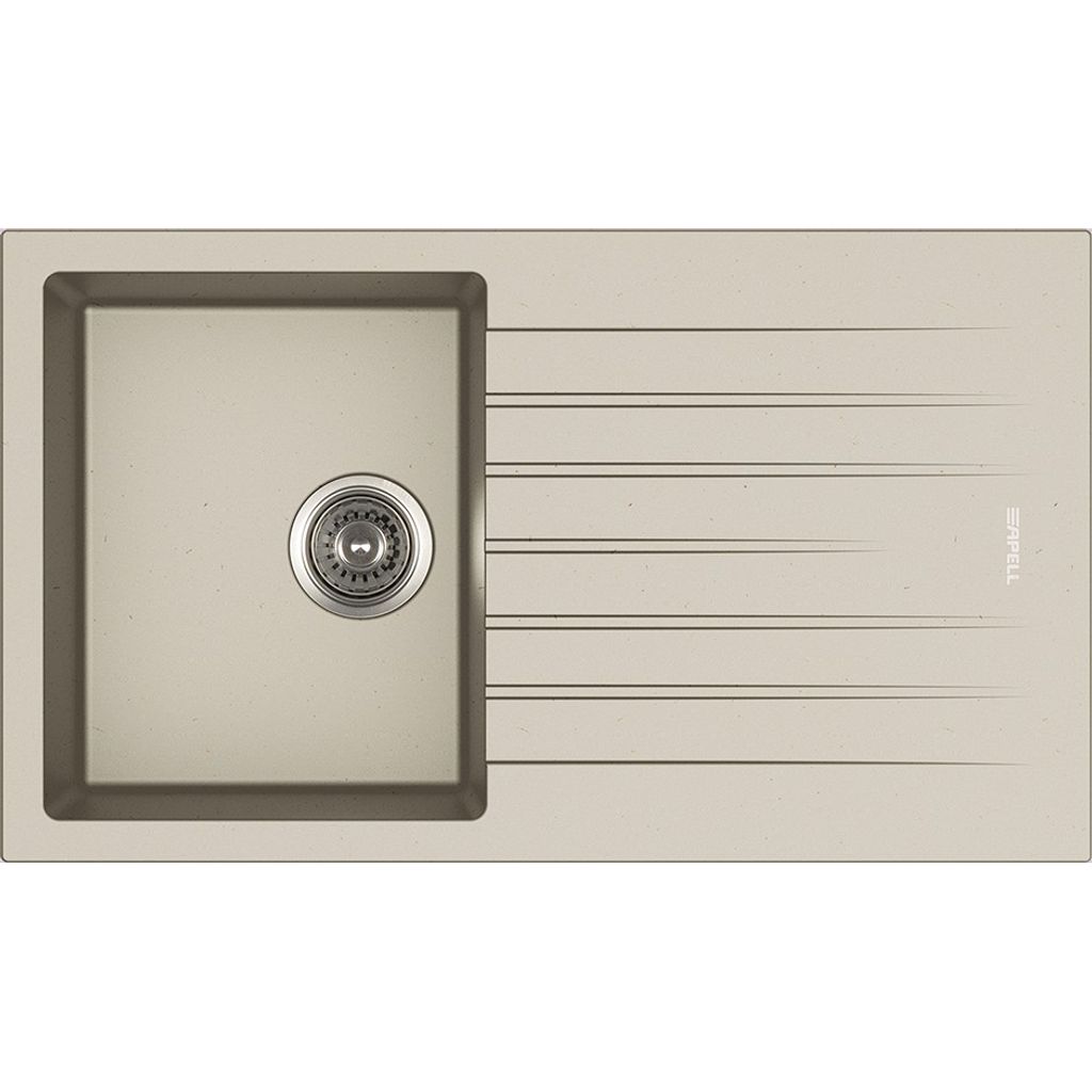 Lavello APELL 1 Vasca con gocciolatoio reversibile colore Avena cod: PTPL861GO