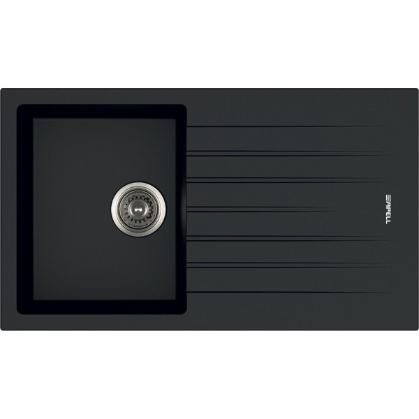 Lavello APELL 1 Vasca con gocciolatoio Reversibile colore Nero cod: PTPL861GB