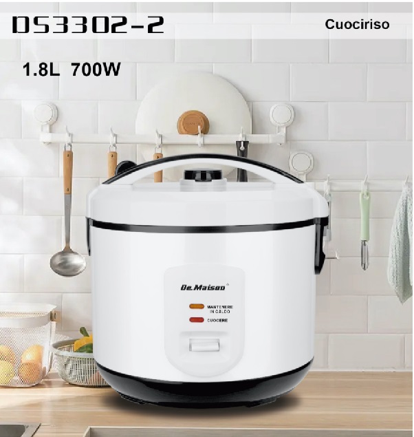 Cuoci Riso DE MAISON 1,8 LT potenza 700W colore Bianco cod: DS3302-2